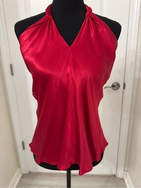 Forever 21 Red Silk Halter Neck Top